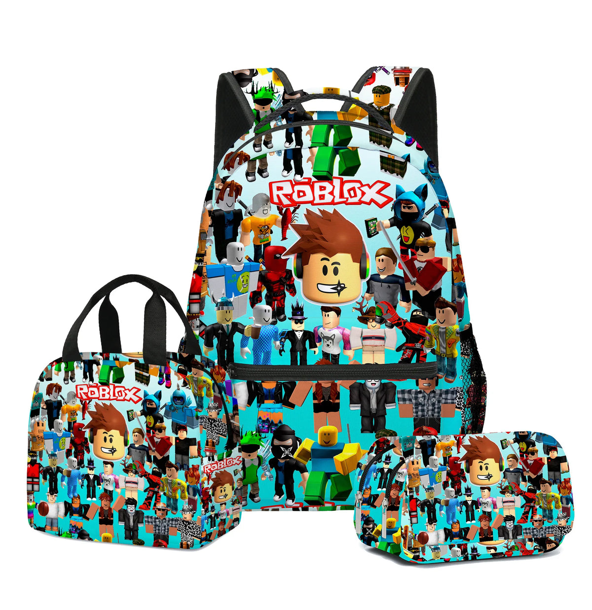 3Pcs Game  Cartoon Print School Bag Lunch Bag Pencil Case Set Student Backpack Birthday Gifts